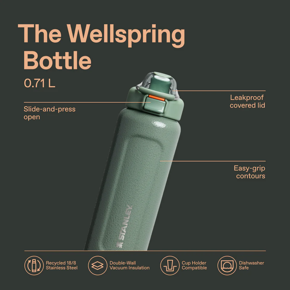 Classic Wellspring Bottle | 0.71L The Wellspring Bottle 0.7L / 24oz - Hammertone Green