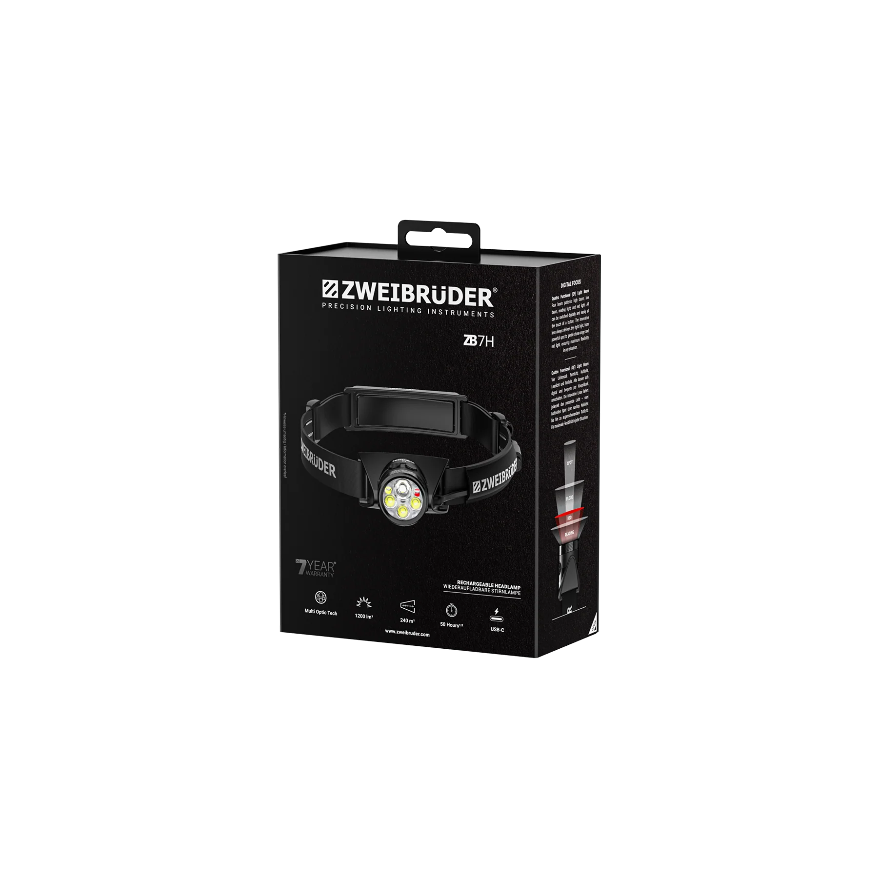 Zweibrüder ZB7H LED Headlamp 1200 lumens Zweibruder ZB7H - Headlamp Rechargeable - 1200 Lm